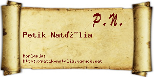 Petik Natália névjegykártya